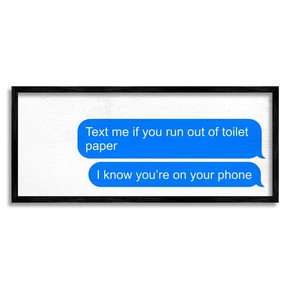 Stupell Industries Text Me Toilet Paper Graphic Art Black Framed Art Print Wall Art, Design by Daphne Polselli