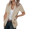 thumbnail image 3 of Solid Color Women Short Sleeved Work Office Blazer Coat, 3 of 4