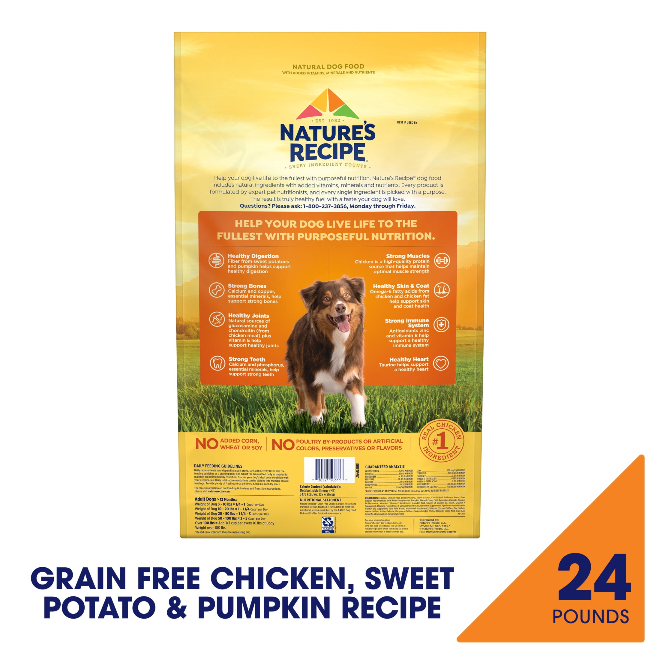 Nature's Recipe Grain Free Chicken, Sweet Potato & Pumpkin Dry Dog Food, 24 lb Bag