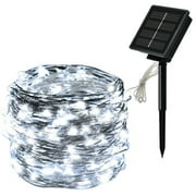 Romacci Solar Panel String Light Copper Wire 8 Modes Fairy Lights Waterproof Garden Party Decor (20m 200 lights, White)