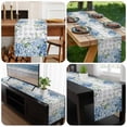 thumbnail image 6 of Blue Flower Table Runner 48 Inches Long, Grey Plaid Hydrangeas Eucalyptus Leaves Kitchen Coffee Dining Table Decoration for Home Party Birthday Wedding Home Decor 13x48 Inches, 6 of 8