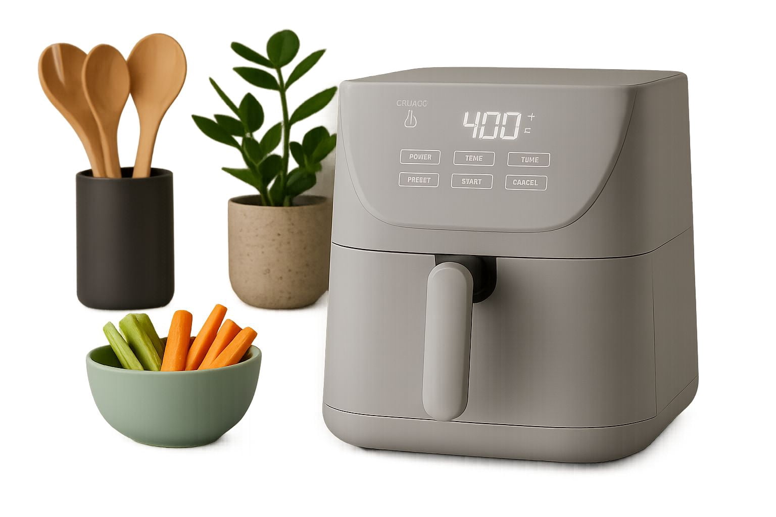 CRUXGG 6QT Touch-Activated Air Fryer – GRAY- Touch Activated