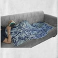 thumbnail image 6 of Floral Soft Flannel Fleece Blanket, Swirly Leafy Branches Curved Petal Growth Ivy Plant Gardening Foliage, Cozy Plush for Indoor and Outdoor Use, 50" x 70", Pale Sky Blue and Indigo, by Ambesonne, 6 of 6