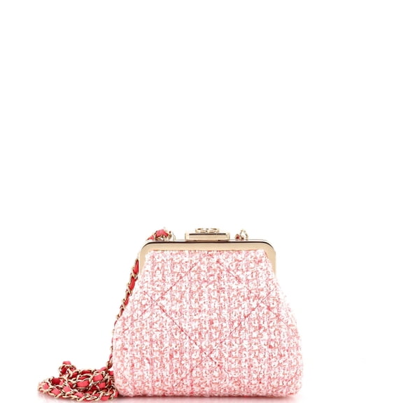 Pre-Owned Chanel Pink Kisslock Frame Clutch Crossbody Mini Shoulder Bag