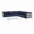 thumbnail image 2 of Modway Harmony 6-Piece  Sunbrella® Outdoor Patio Aluminum Sectional Sofa Set in Gray Navy, 2 of 13