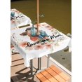 thumbnail image 2 of Outdoor Tablecloth with Umbrella Hole for Patio/Picnic/Party/Camping, Mother's Day Waterproof Table Cloth Square Cover Washable, Love You Mom Watercolor Orange Flowers (60"x 60"), 2 of 9