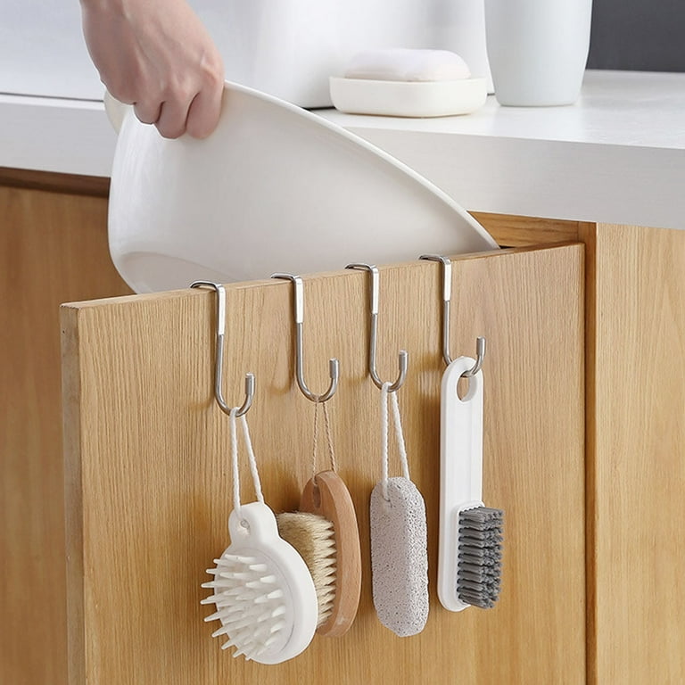 Stainless Steel Door Hook Double Holder for Kitchen Bathroom Drawer Wardrobe Silver Walmart