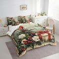 thumbnail image 3 of Manfei Merry Xmas 7pcs Bedding Comforter Set,Christmas Cardinals Queen Bedding Sets,Red Berry Queen Sheet Sets For Men Women,Luxury Bedroom Decor Reversible, 3 of 8