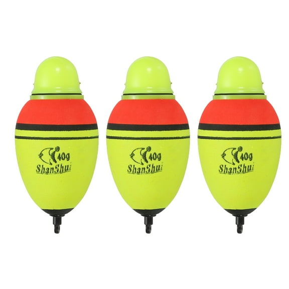 1.4oz Lighted Fishing Slip Bobbers EVA Green Red LED Light Up Fishing Float, Yellow, 3 Pack