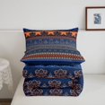 thumbnail image 5 of jejeloiu Bold Border King Size Comforter Sets For Men Women,Tribal Print Comforters King Size,Blue Orange,Navy Blue Reversible,3pcs,1 Comforter and 2 Pillowcases, 5 of 7