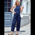thumbnail image 4 of Conjunto de 2 Piezas de Cuadros para Mujer, para Vacaciones en la Playa, Verano, Camiseta Sin Mangas, Pantalones y Traje. Azul L, 4 of 10
