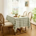 thumbnail image 2 of Checkered Tablecloth Rectangle, Heavy Weight Linen Cotton Gingham Outdoor Table Cloth with Tassel, Washable Wrinkle Free Buffalo Plaid Table Cover for Dining/Party/Home - 55 x 70 Inch, Sage, 2 of 6