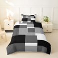 thumbnail image 2 of Homewish Minimalist Grid Twin Duvet Cover,Mid Century Art Twin Bedding,Black Gray,Black Reversible,2-Piece,1 Duvet Cover and 1 Pillowcase, 2 of 6