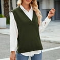 thumbnail image 4 of PEONAVET Chandails à Col en V pour Femmes Mode Féminine Style Décontracté Ajusté Col en V Sans Manches Gilet Tricot Chandail Haut, 4 of 6