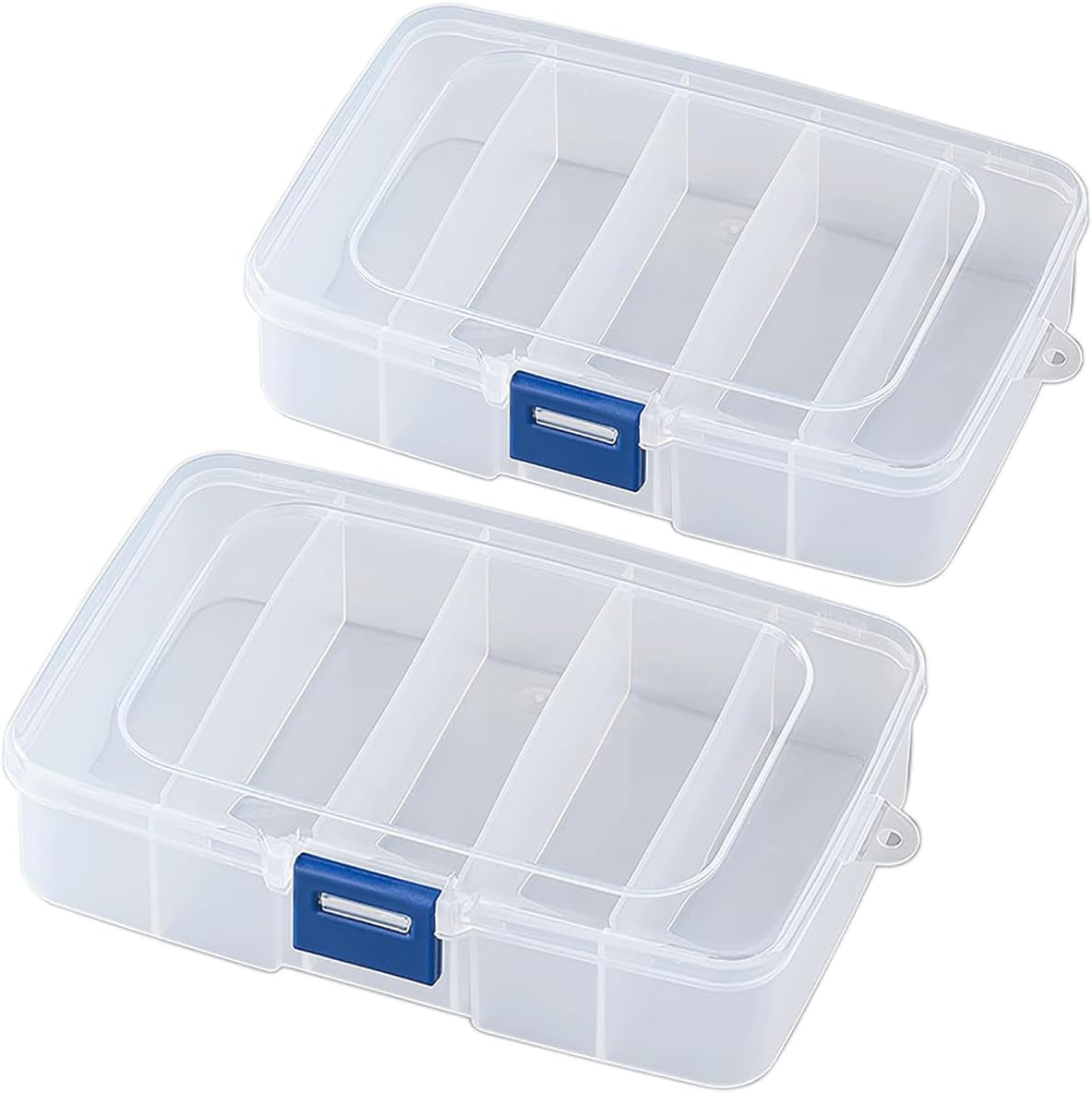 ABCISI 2 PCS Transparent Beads Storage Containers Box, Plastic Bead Organizers for Small Items and Other Craft Projects, Bead Rings Jewelry Display Organizer, Size 7.91 x 4.37 x 0.71 in (15 Girds)