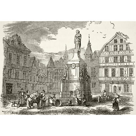 Joan Of Arc Statue In Old Market Place Rouen France In 19Th Century From The National And Domestic History Of England By William Aubrey Published London Circa 1890 Stretched Canvas - Ken Welsh 