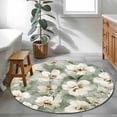 thumbnail image 4 of Sage Green Spring Floral Round Area Rug 4 FT, Non Slip Indoor Outdoor Rug, Summer Botanical Flowers Washable Soft Circular Carpet Non-Shedding Floor Mat for Coffee Table Nursery Foyer Balcony, 4 of 8