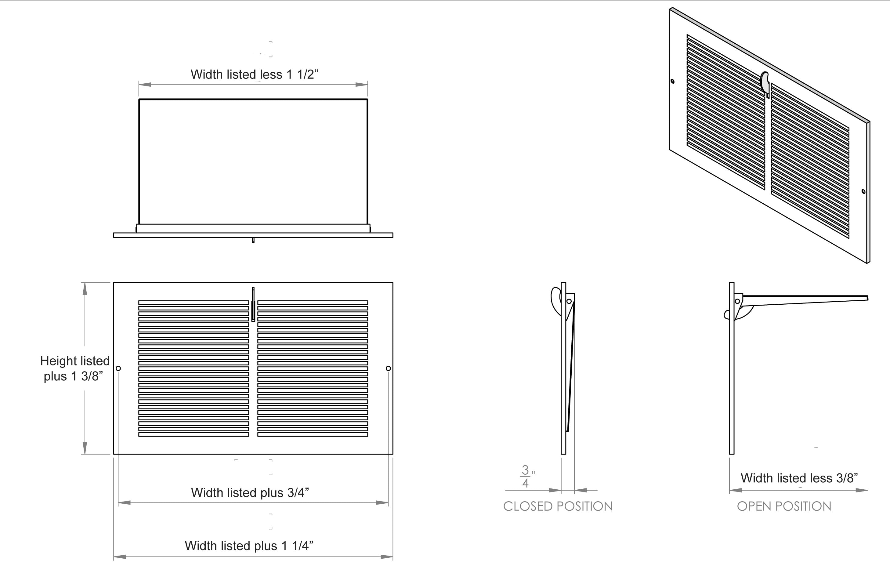 Imperial RG0606 White Metal Sidewall Register - 14inch x 6inch Duct Opening