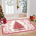 thumbnail image 3 of 2x3 Christmas Rug Non Slip Christmas Tree Print Kitchen Rugs Washable Area Rug, Low Pile Soft Holiday Decor Small Carpet for Entry Indoor Red, 3 of 7