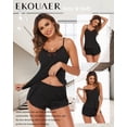 thumbnail image 2 of Ekouaer Pajama Sets for Women Lingerie Sleepwear 2 Piece Cami Split Short Set V Neck Lace Summer Pjs Black, 2 of 6