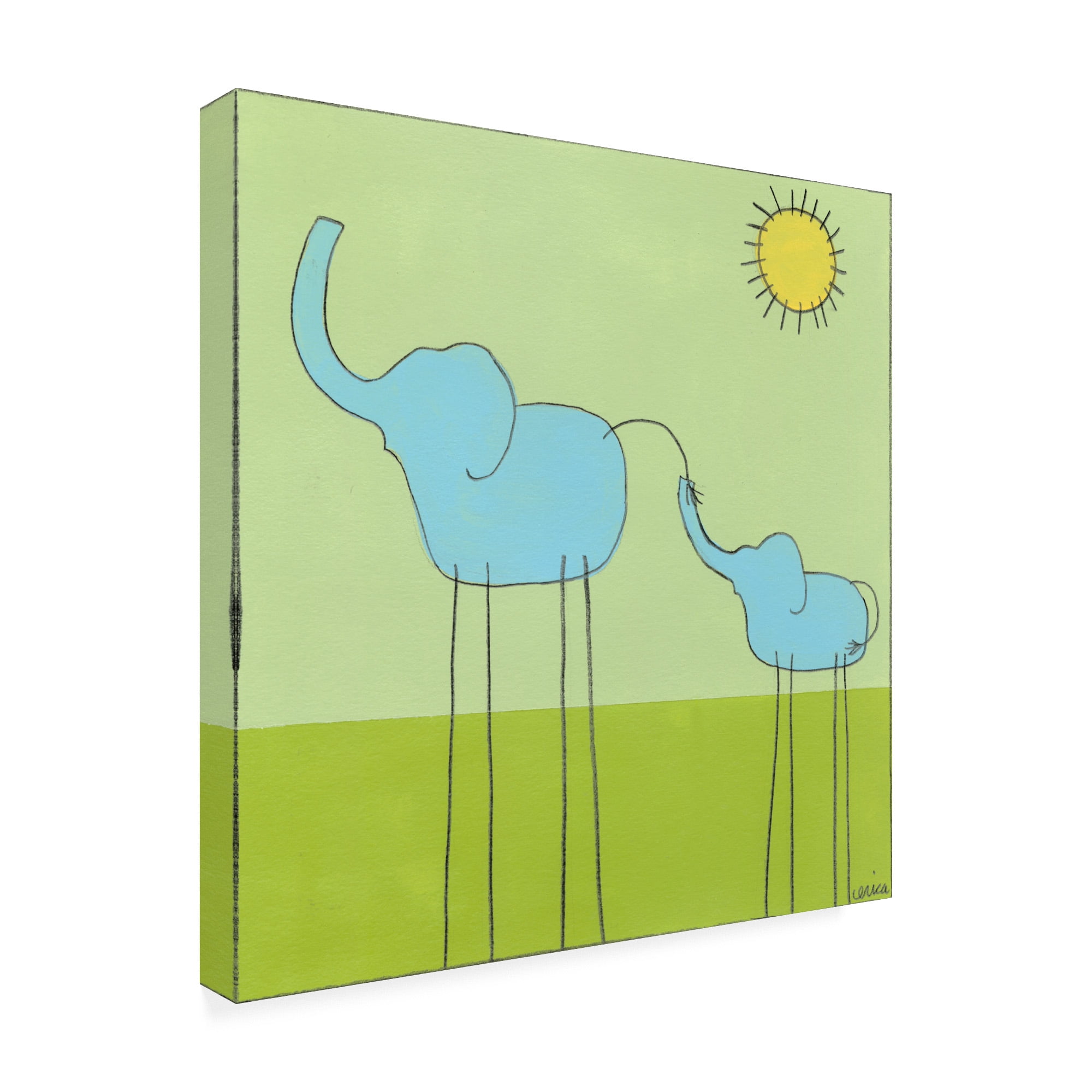 Trademark Fine Art 'Stick leg Elephant II Childrens Art' Canvas Art by June Erica Vess