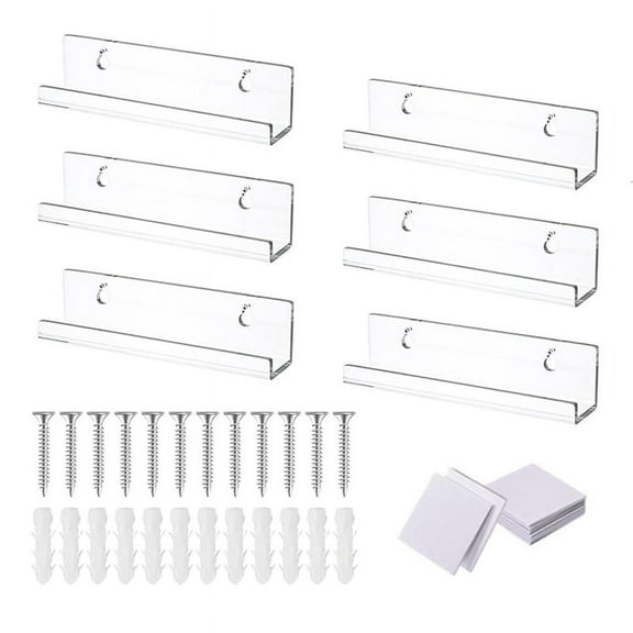 Acrylic Vinyl Record Floating Shelves 6 Pack, Acrylic Record Shelf for Display, Vinyl Record Display Holder(7Inch) B