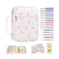 thumbnail image 1 of Travel Study Journal Organizer with Quilted Book Cover and Secure Zipper Closure for Large Notebooks, 1 of 4