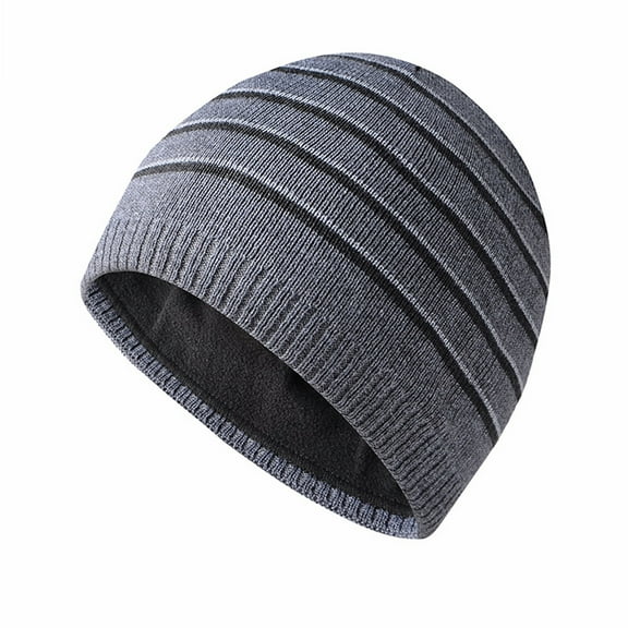 Herrnalise Men's And Women's Striped Fashionable Windproof Knitted Plush Thick Pullover Hat Warm Ear Protection Knitted Hat