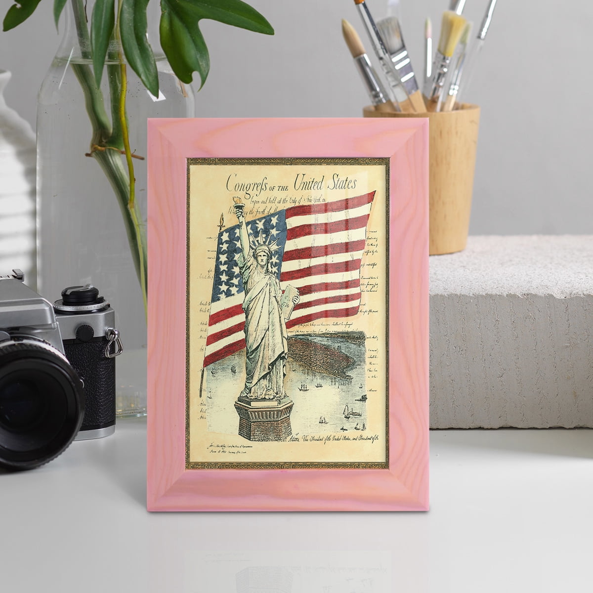 USE D # Proud To Be An American I -Framed Print w/glass-Sunset Pink