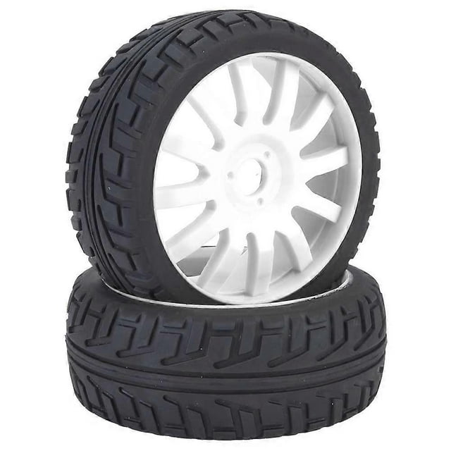Rubber Tires for Wheel Rims and Hubs for 1/8 On-Road RC Racing Car (White)