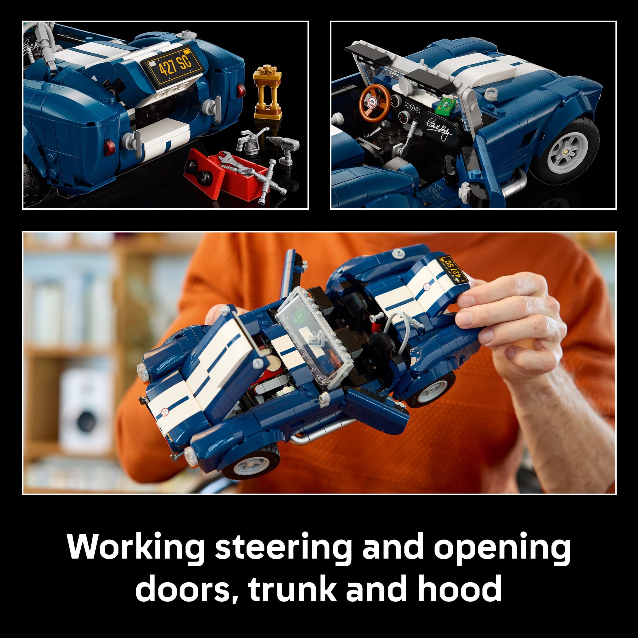 LEGO Icons Shelby Cobra 427 S/C Car Building Set for Adults - Bedroom, Office, or Book Shelf Decor for Sports Car Fans, Ages 18+ - Gift Idea for Birthdays - 10357