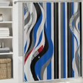 thumbnail image 6 of Orinice  No Hook Shower Curtain and Liner Set Blue Striped Shower Curtain with Snap in Liner Fabric Bathroom Curtain with Liner Modern Black Bathroom Decor Set See Through Top Window Washable 60x72, 6 of 7