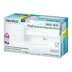 Tronex New Age Disposable Powder-Free Vinyl Gloves, Medium, Blue, Pack Of 100 Gloves