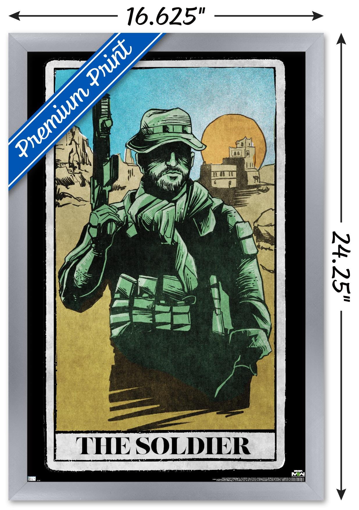 Call of Duty: Modern Warfare 2 - Captain Price Tarot Card Wall Poster, 14.725" x 22.375" Framed