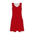 thumbnail image 6 of Lovzfmll Women's Mini Dress, V-Neck Sleeveless with Pocket, Casual Summer Shift Dress Red, S, 6 of 6
