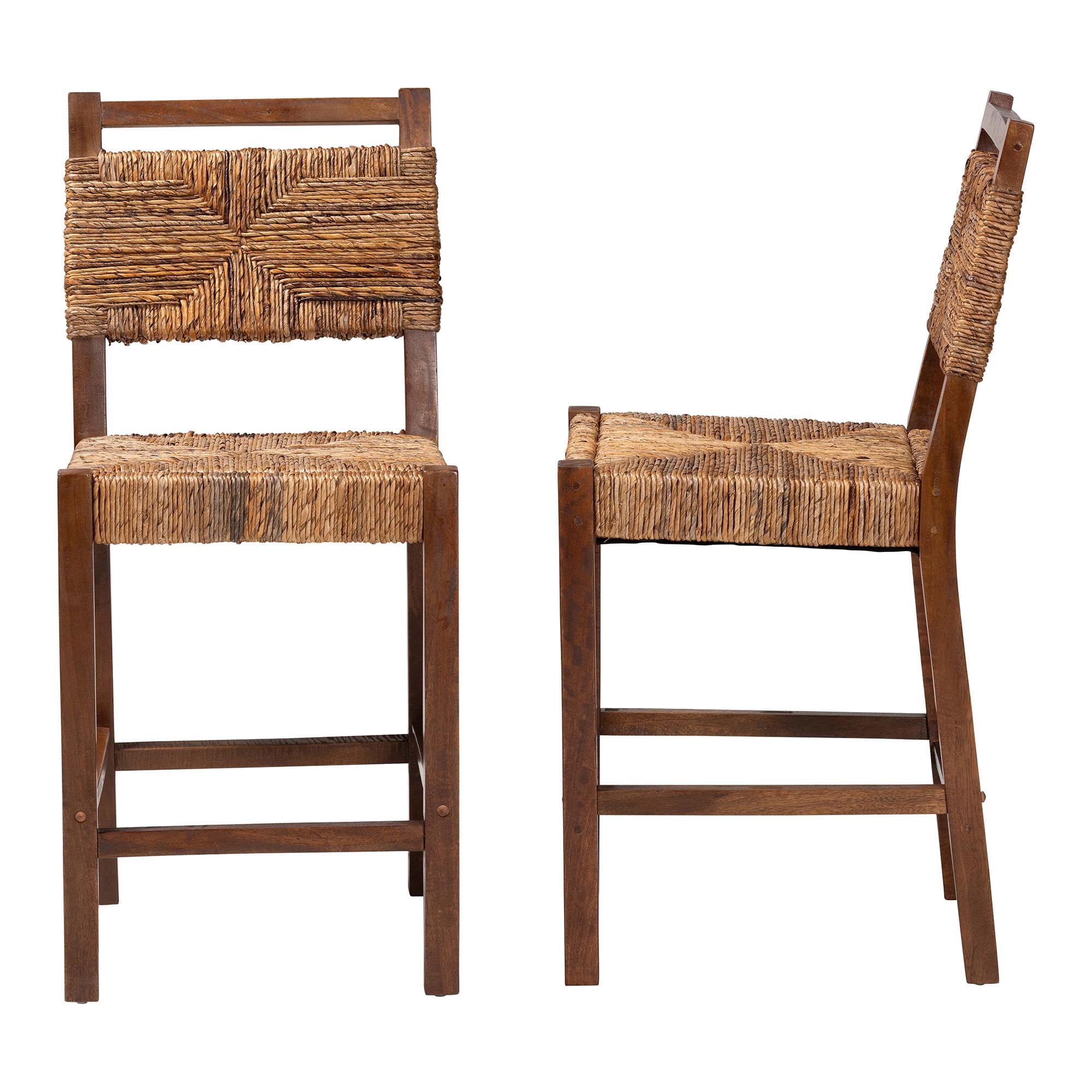 bali & pari Cordoba Boho Counter Stool, Set of 2, Natural Seagrass