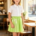 thumbnail image 2 of Kilaqueen Girls Shimmer Pleated Skirt with Elastic Waist, Metallic A Line Mini Skater Skirt for Parties, Dance, Performances and Holiday Outfits, 2 of 7