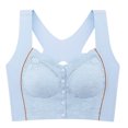thumbnail image 4 of Bigersell Front Snap Closure Bras Women Racerback Back-Smoothing Lace V-Neck Crop Tank Tops Ladies Push-up Bras No Underwire Comfort Soft Padded Bra Bralettes Wire-Free Everyday Bras Blue 3XL, 4 of 4