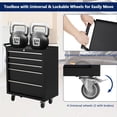thumbnail image 3 of 26-In 5-Drawer Rolling Tool Cabinet with Lock and Drawer Liners Mobile Toolbox for Garage Workshop Repair Shop Black, 3 of 7