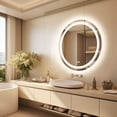 thumbnail image 2 of LUVODI Dual Lighted LED Bathroom Mirror 24in Anti Fog Dimmable Makeup Mirror Smart Touch Round, 2 of 15