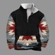 thumbnail image 1 of Sudadera sin capucha para hombre, informal, a la moda, con cuello alto, estampado étnico, cremallera, jersey de manga larga, blusa de poliéster para hombre, 1 of 5