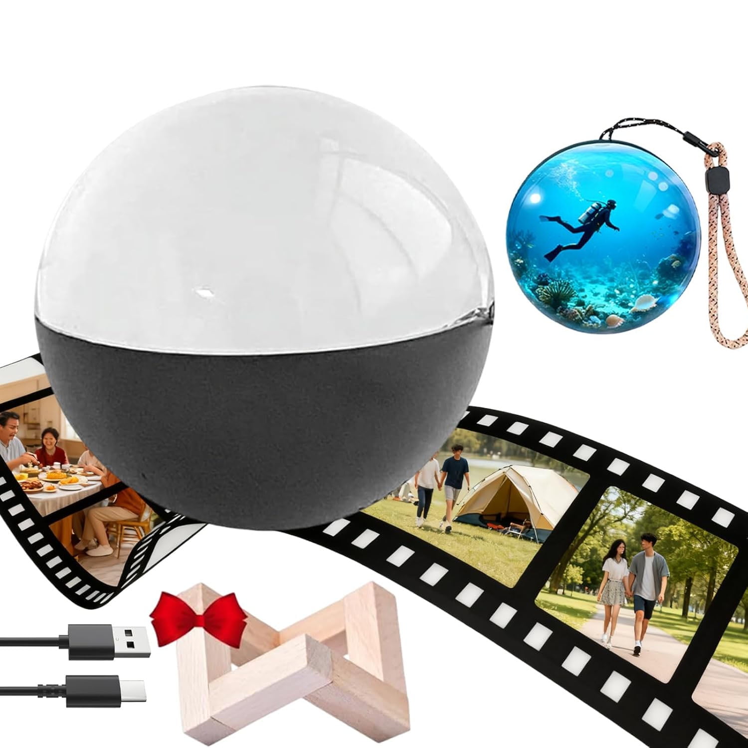 Boule De Cristal Lumiorb Wi-Fi - Sphère Photo Numérique 3D Avec écran LED - Télécharge Tes Photos Et Vidéos Par Wi-Fi, Parfaite Comme Cadeau Original