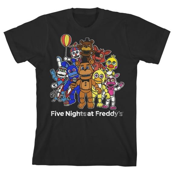 Five Nights at Freddy's Character Group Boy's Black T-shirt-XS