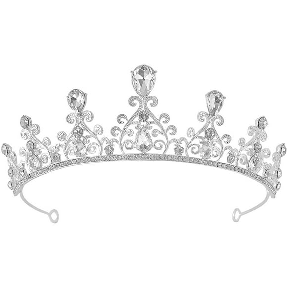 Tiara nupcial, corona para niñas de fiesta de bodas, elegante adorno de diamantes de imitación para la novia