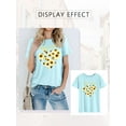 thumbnail image 5 of Xuanfei Women Peace & Love Letter Print Daisy Heart Pattern Short Sleeve T-Shirt, 5 of 6