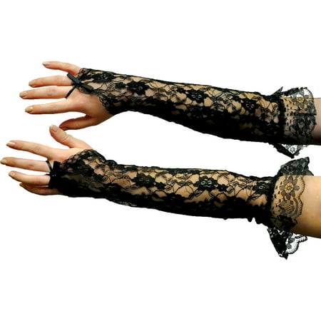 Morris Costumes Accessories & Makeup Gloves Black Fngrlss Elbow One Size, Style BA17