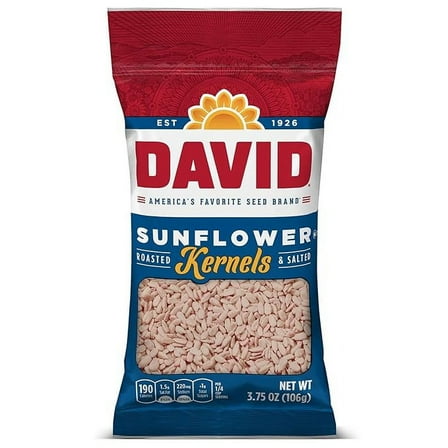 DAVID Roasted and Salted Sunflower Kernels, Original Flavor, 3.75oz.( Pack of 2 )