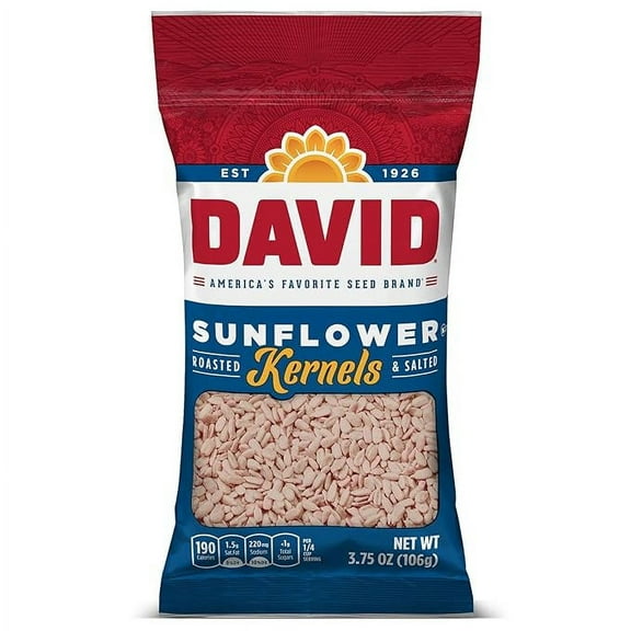DAVID Roasted and Salted Sunflower Kernels, Original Flavor, 3.75oz.( Pack of 2 )
