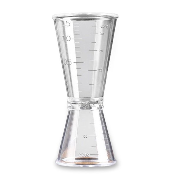 Greeniant 1/2 Uds doble transparente Jigger oz taza de resina de plástico leche té café mezcla Oz escala taza de medición Home Bar se aplica Kits de desorden para acampar L Greeniant HW5710-02