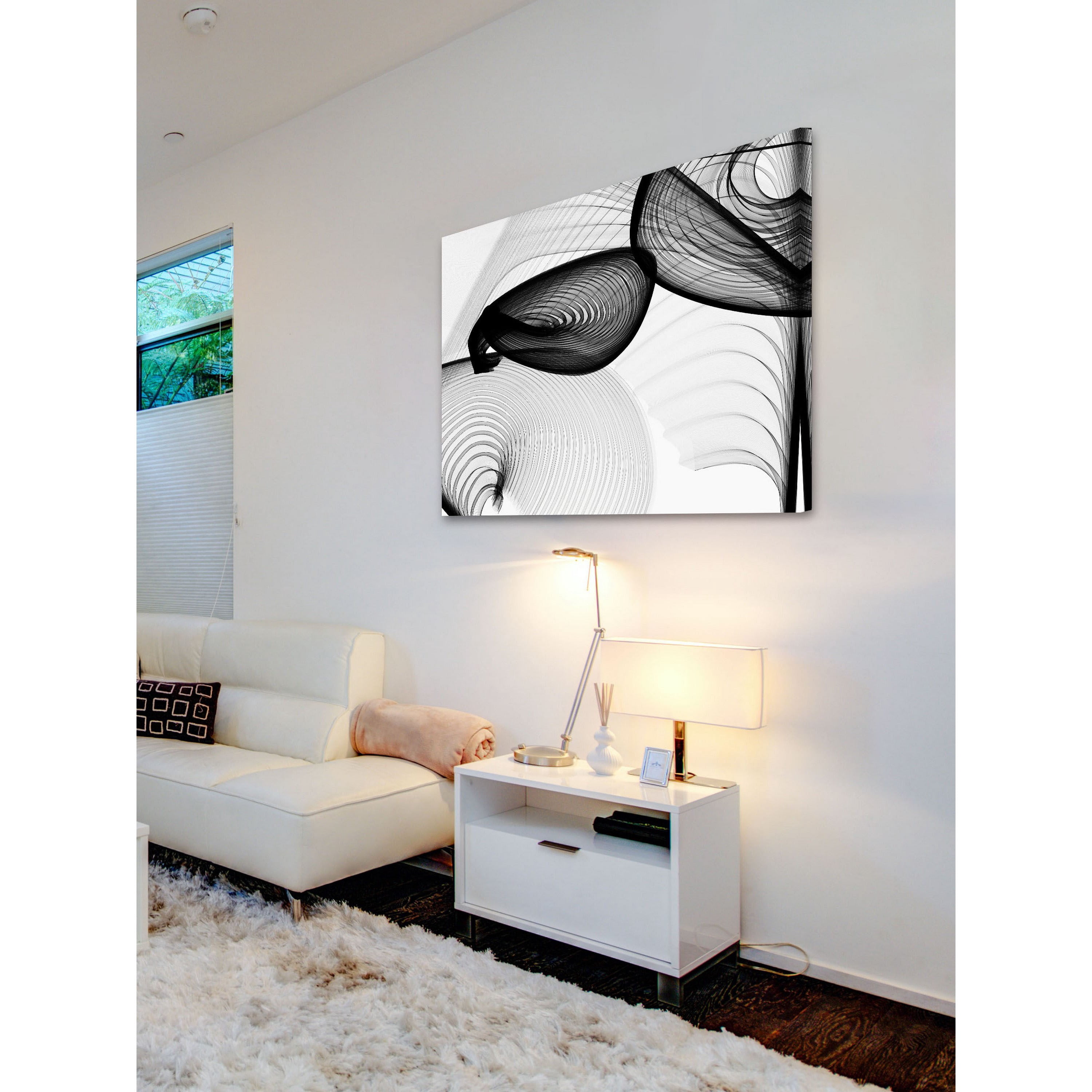 Marmont Hill "Abstract Black and White 22-15-51 v2" by Irena Orlov Painting Print on Canvas